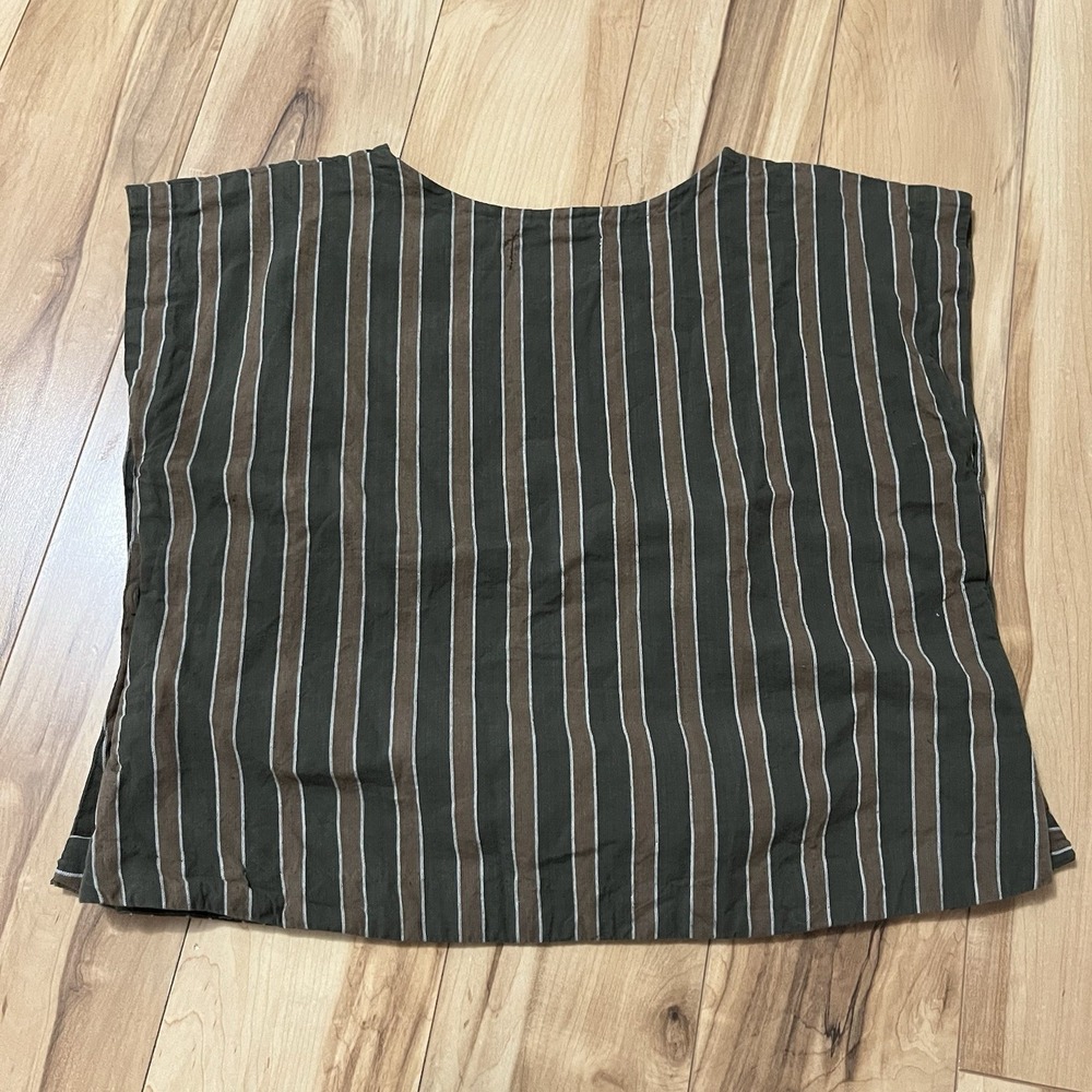 Liz Alig Hand Woven Cotton Shirt Artsy Laganlook Striped Side Button Detail Sz S - Picture 8 of 8